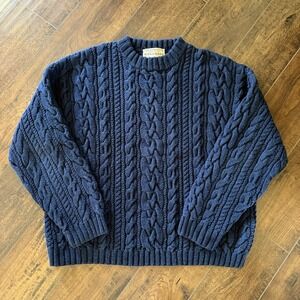 Abercrombie & Fitch Handmade Cable Knit Sweater Men's XL Navy Vintage Fisherman